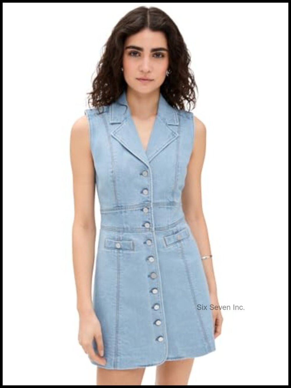 PAIGE Vida Mini A-Line Denim Dress Sleeveless